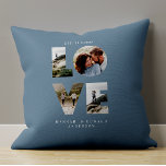 Almofada Amor 4 foto simples, azul-presente personalizado<br><div class="desc">Ame 4 fotos simples,  moderno aniversário personalizado,  casamento,  aniversário ou presente de Natal,  moderno presente de casamento branco preto elegante para aquele que você ama. Design cor-de-rosa moderno. Design azul empoeirado.</div>