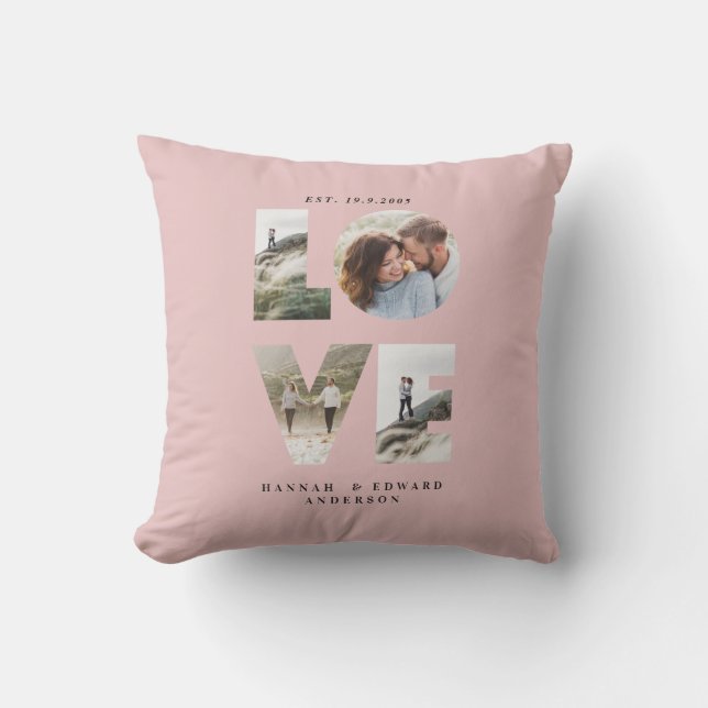 Almofada Amor 4 foto simples, rosa-presente personalizado m (Frente)
