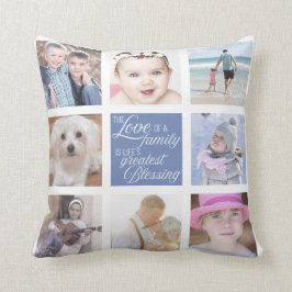 Almofada Amor à Família | 8 Fotos personalizadas em quadrad