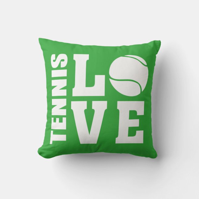 Almofada Amor ao Tênis, Jogadores de Tênis, Verde de Grama (Frente)