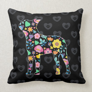 Almofada Amor bonito meu design floral de Boston Terrier