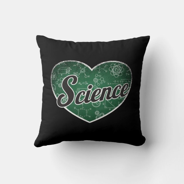 Almofada Amor com quadro negro de retro-coração da ciência (Verso)