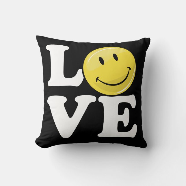 Almofada Amor com uma cara feliz clássica do sorriso | (Frente)