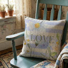 Almofada  Amor Country Floral Xadrez Azul e Margaridas