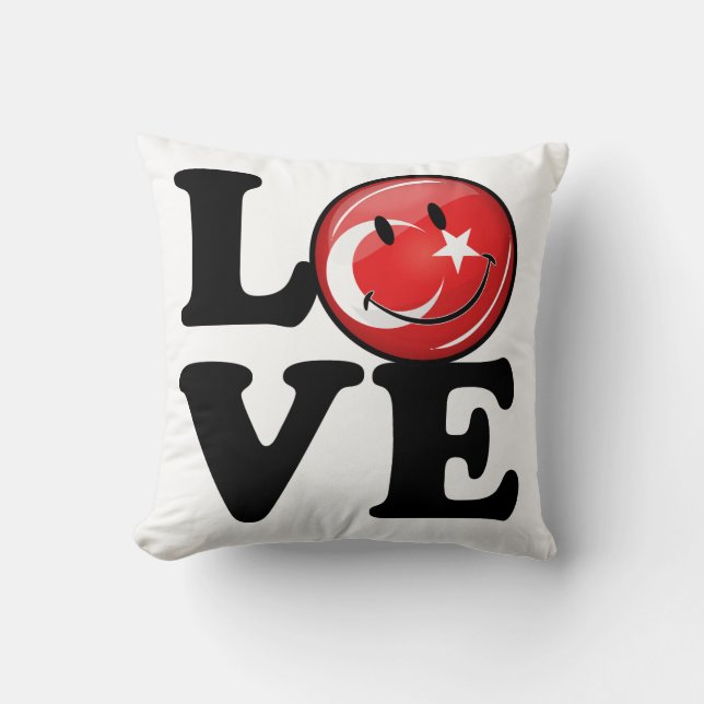 Almofada Amor da bandeira de sorriso de Turquia (Frente)
