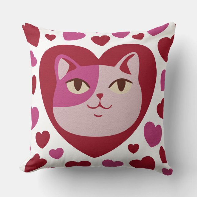Almofada Amor de gato e coração design travesseiro decorati (Frente)