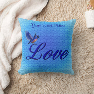 Almofada Amor de Pássaro Azul Personalizado