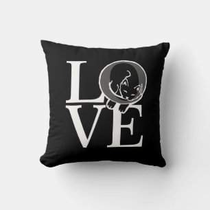 Almofada Amor do gato na decoração preta