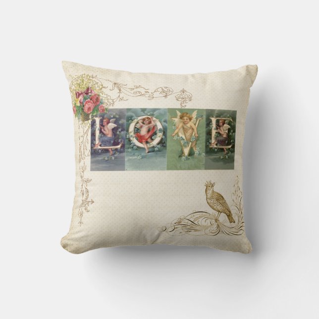 Almofada Amor do Victorian do vintage (Frente)