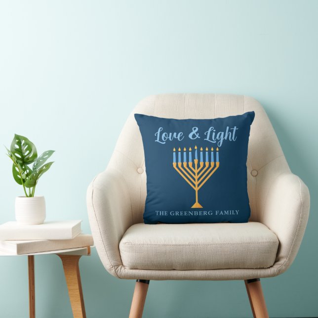 Almofada Amor e Azul Dourado Hanukkah Menorah (Cadeira)