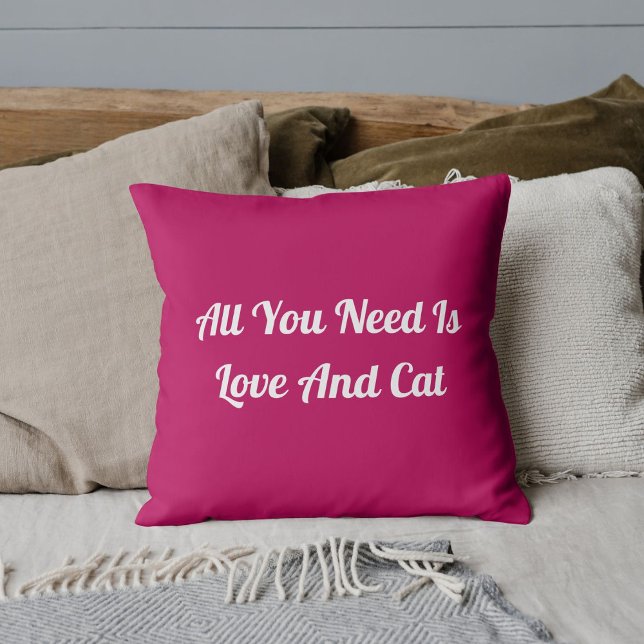 Almofada Amor E Gato Personalizado Cute Citação Rosa (Criador carregado)