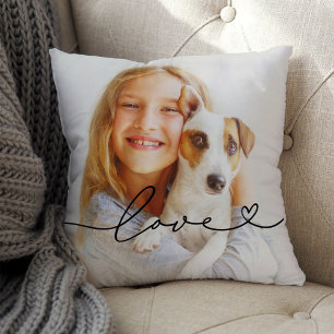 Almofada Amor em Script Preto com Foto Personalizada do Cor