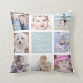 Almofada Amor familiar | 8 Fotos personalizadas em quadrado