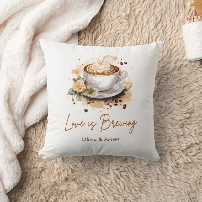Almofada Amor Floral está Preparando Café Brown Temático  (Cobertor)