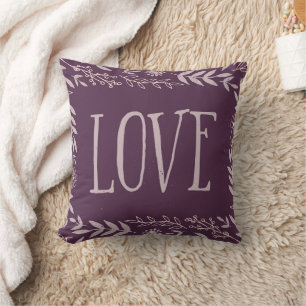 Almofada Amor floral rústico roxo