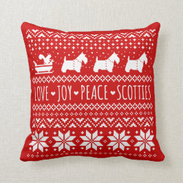 Almofada Amor Joy Peace Scotties Natal Dogs