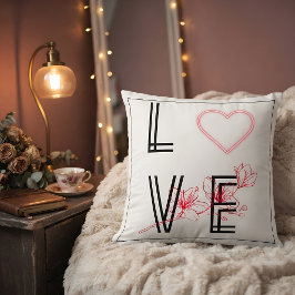 Almofada Amor Moderno Floral Coração Presente Romântico