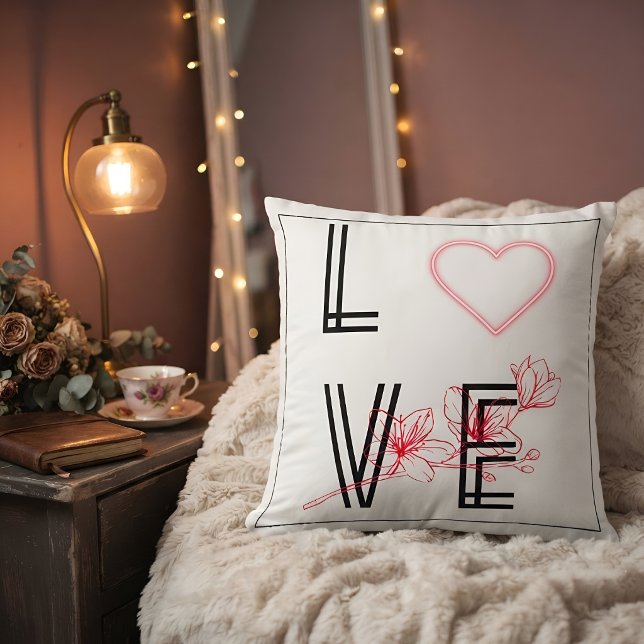 Almofada Amor Moderno Floral Coração Presente Romântico (Criador carregado)