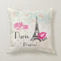 Amor Paris com Torre Eiffel em Padrão Vintage