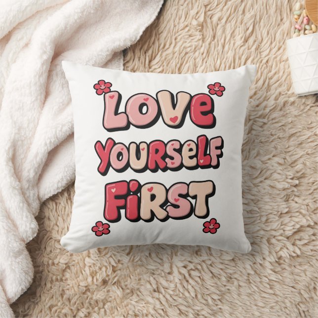 Almofada Amor Próprio Positivo "Ame a Si Mesmo Primeiro" (Cobertor)