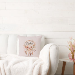 Almofada Amor Rosa Boho Penas Florais Sonho Catcher