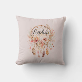 Almofada Amor Rosa Boho Penas Florais Sonho Catcher