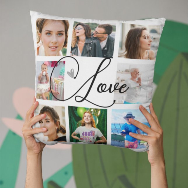 Almofada Amor Simples com Colagem de Fotos da Família (Criador carregado)