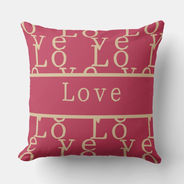 Almofada Amor | Tipografia Dourada Magenta-Rosa/Rosa (Frente)