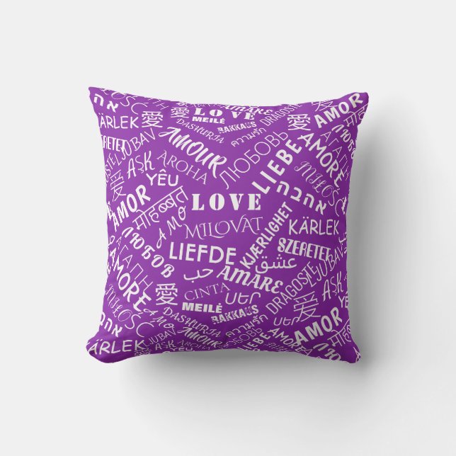Almofada Amor Travesseiro Roxo ou Escolher Cores (Frente)