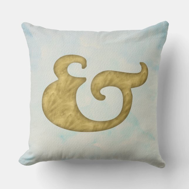 Almofada Ampersand Aquarela #Náutico | Dourado para API (Frente)