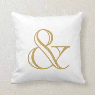 Almofada Ampersand Branco E Dourado