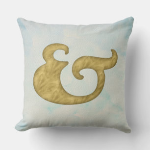 Almofada Ampersand Náutico Aquarela   Ouro e Símbolo