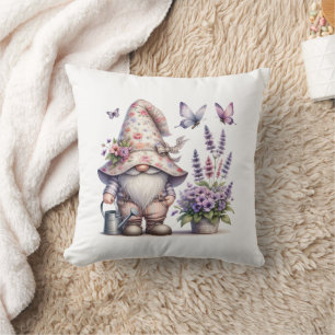 Almofada Anão de Jardim Flor Rosa Roxo Lavanda Borboleta