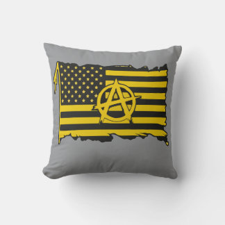 Almofada Anarcho-Capitalist Flag USA Black & Gold flag