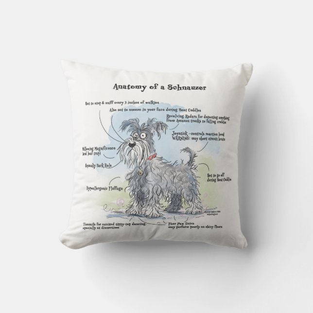 Almofada Anatomia de um Travesseiro decorativo Schnauzer (Frente)