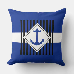 Almofada Anchor azul & listras + suas ideias