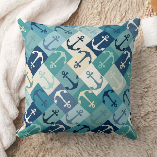 Almofada anchor herringbone blue