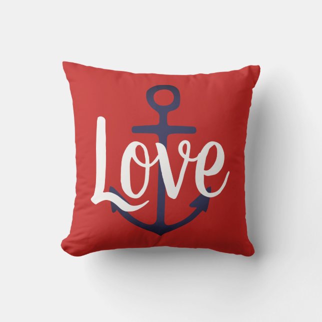 Almofada ANCHOR náutico + script LOVE - BRANCO em ambos os  (Frente)