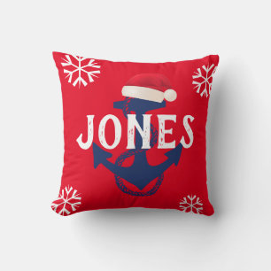 Almofada ANCHOR náutico + SNOWFLAKS com SANTA HAT