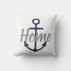Almofada ANCHOR náutico + tipo de cinza em vermelho