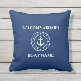 Almofada Anchor Rope, nome do barco náutico, estrelas Blue 