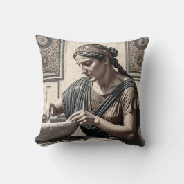 Almofada Ancient Greek Mosaic Woman Pillow Home Decor