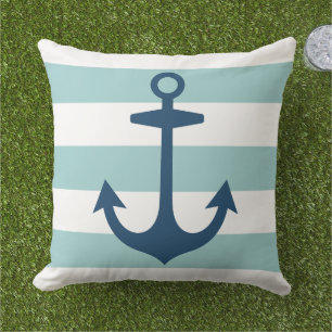Almofada Âncora Azul Marinho Náutica com Stripes Aqua