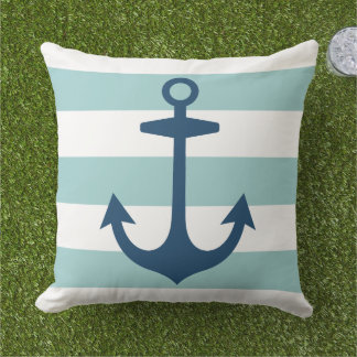 Almofada Âncora Azul Marinho Náutica com Stripes Aqua