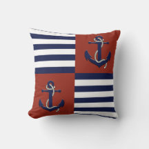 Âncora azul náutica / faixa azul marinho branco ve