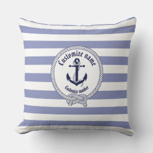 Almofada Âncora/listras/nome e # náuticos personalizados