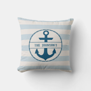Almofada Âncora Náutica Azul Branco Personalizado