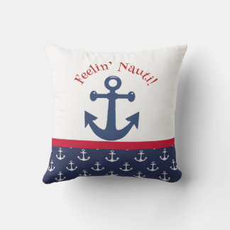 Almofada Âncora Náutica Azul Marinho e Branco Reversível