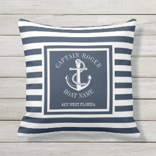 Almofada Âncora Náutica Azul Marinho Personalizada Fora
