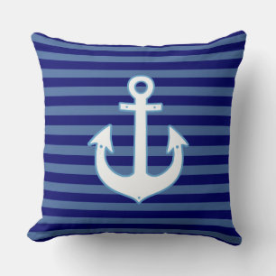 Almofada âncora náutica decor e marinho listrado